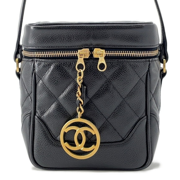 Chanel chain shoulder bag, Matelasse vanity caviar skin, black - Picture 1 of 16
